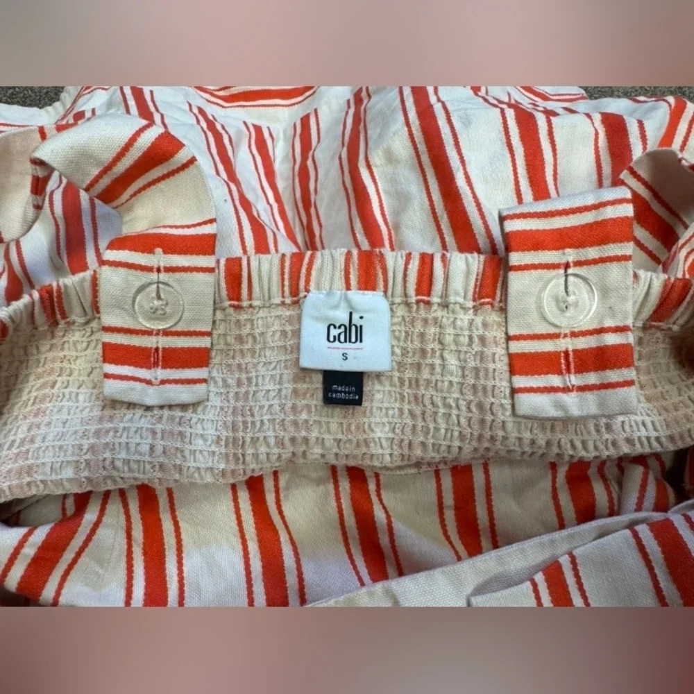 Cabi NWT Brunch Top Orange/Creme Size Small Linen Blend - Picture 7 of 12